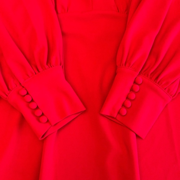 Calvin Klein Women’s Red Puff-Sleeve Fit-&-Flare Dress Size 14 special occasion - Picture 4 of 10